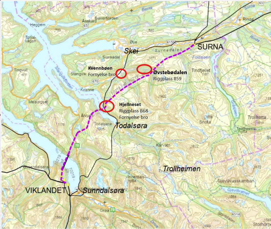 Kart som viser hvor Statnett har aktivitet